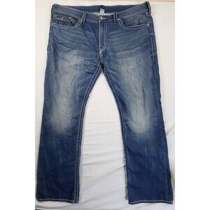 True Religion Jeans Mens 44 Straight Blue Denim Flap Pockets 44x31